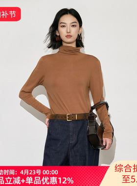 XG/雪歌2025年冬季新款百搭高领修身针织衫打底衫女XK401005A533