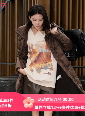 XG/雪歌25年冬季新款休闲宽松连帽羽绒服保暖外套女XK406051A572