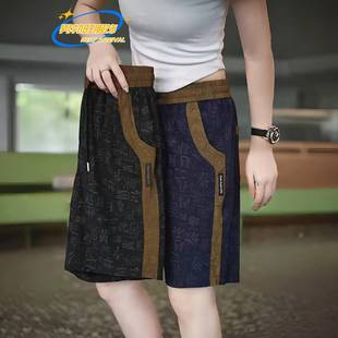 薄款 子男2025新款 潮流宽松百家姓男士 冰丝印花五分五分裤 短裤 夏季