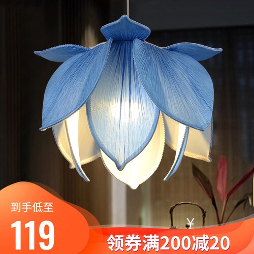 中国风新中式布艺吊灯创意饭店餐厅茶楼美容院灯荷花禅意莲花吊灯