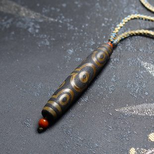 岁月高油包浆复古日月星辰九眼天珠玛瑙勒子配饰吊坠挂件A