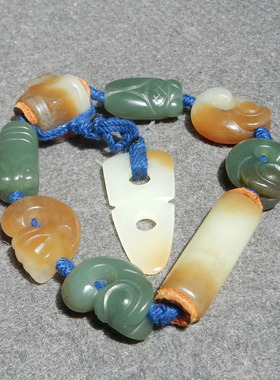 河磨玉糖白玉俏雕玉珠龙手串