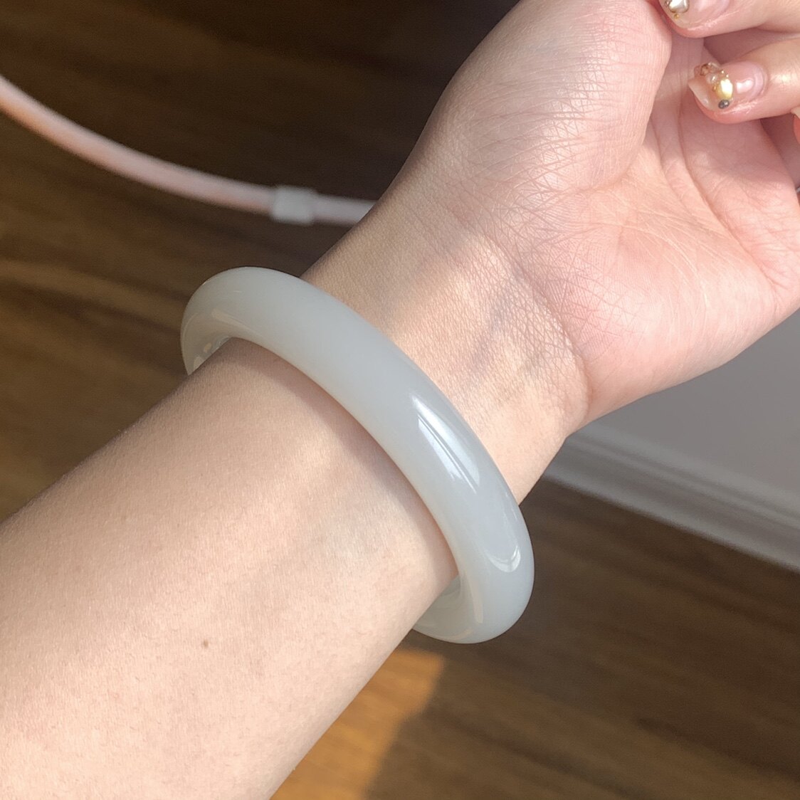 59圈口天然和田玉青海料烟青玉手镯65.7克