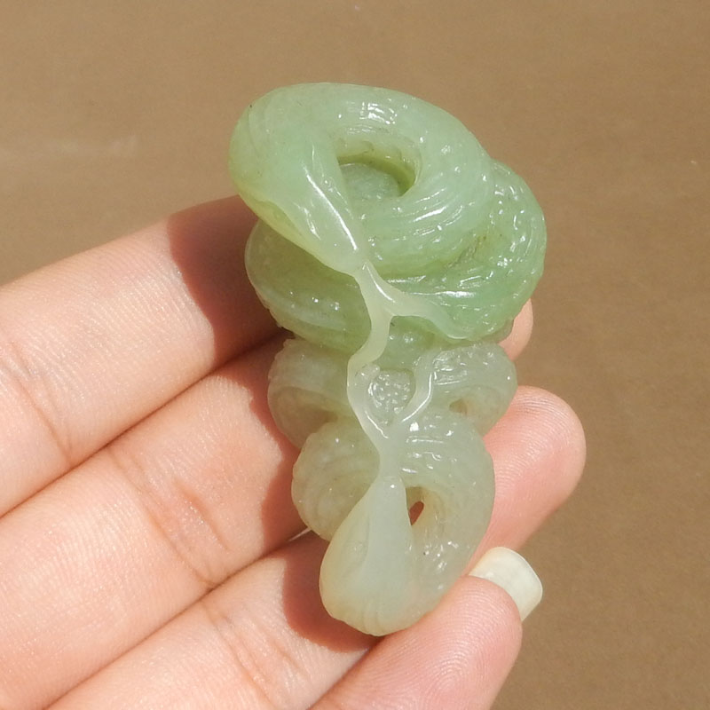 青海老坑料白玉翠色腰缠万贯吊坠