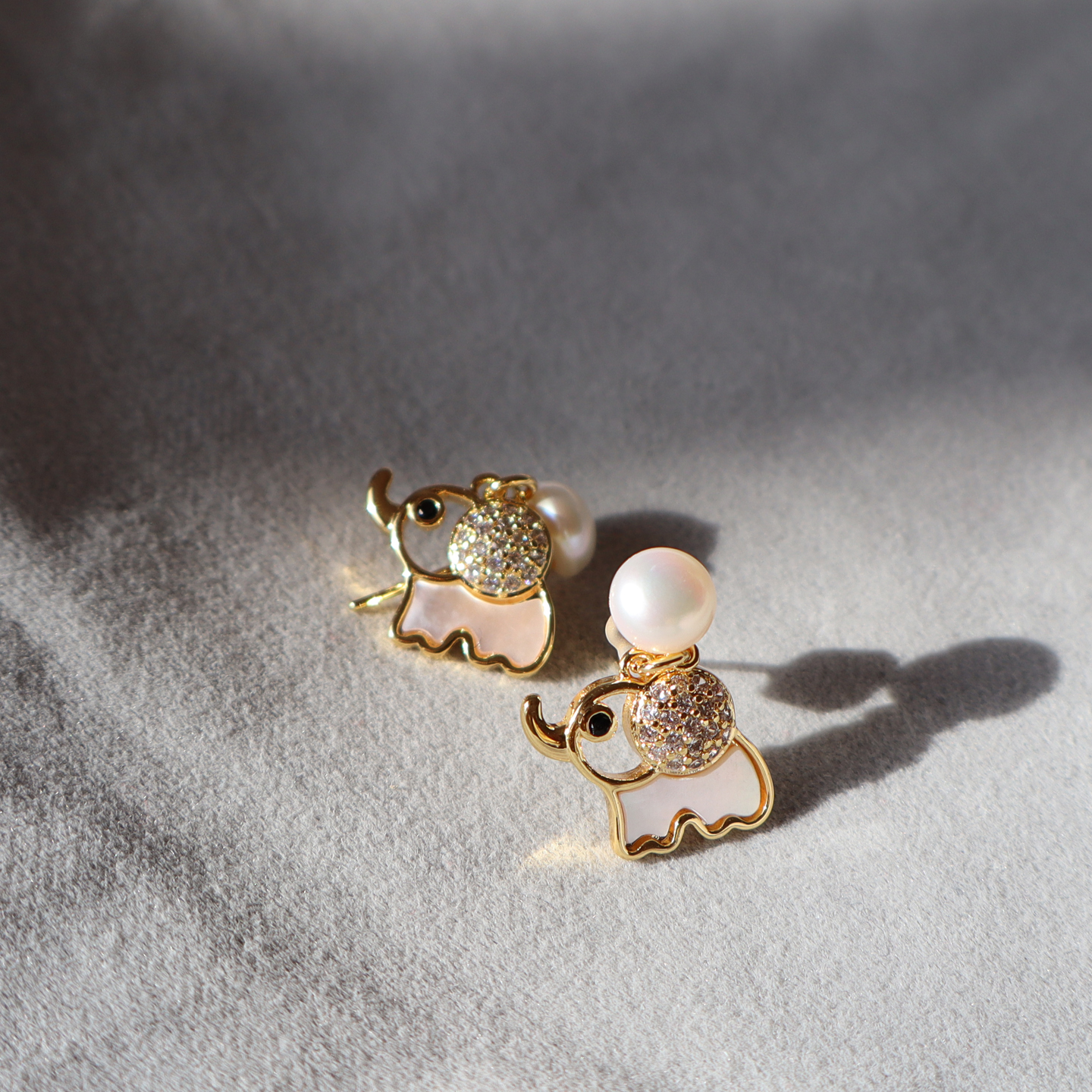 天然淡水珍珠贝母大象吉祥耳环女秋冬2025款爆款高级感耳坠耳饰A