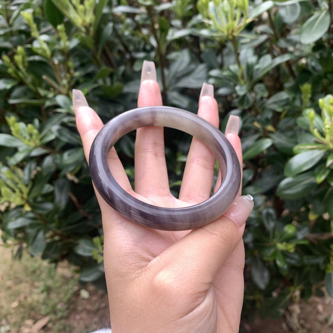 56圈口天然和田玉青海料烟青玉手镯46.6克