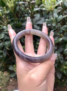 56圈口天然和田玉青海料烟青玉手镯46.6克