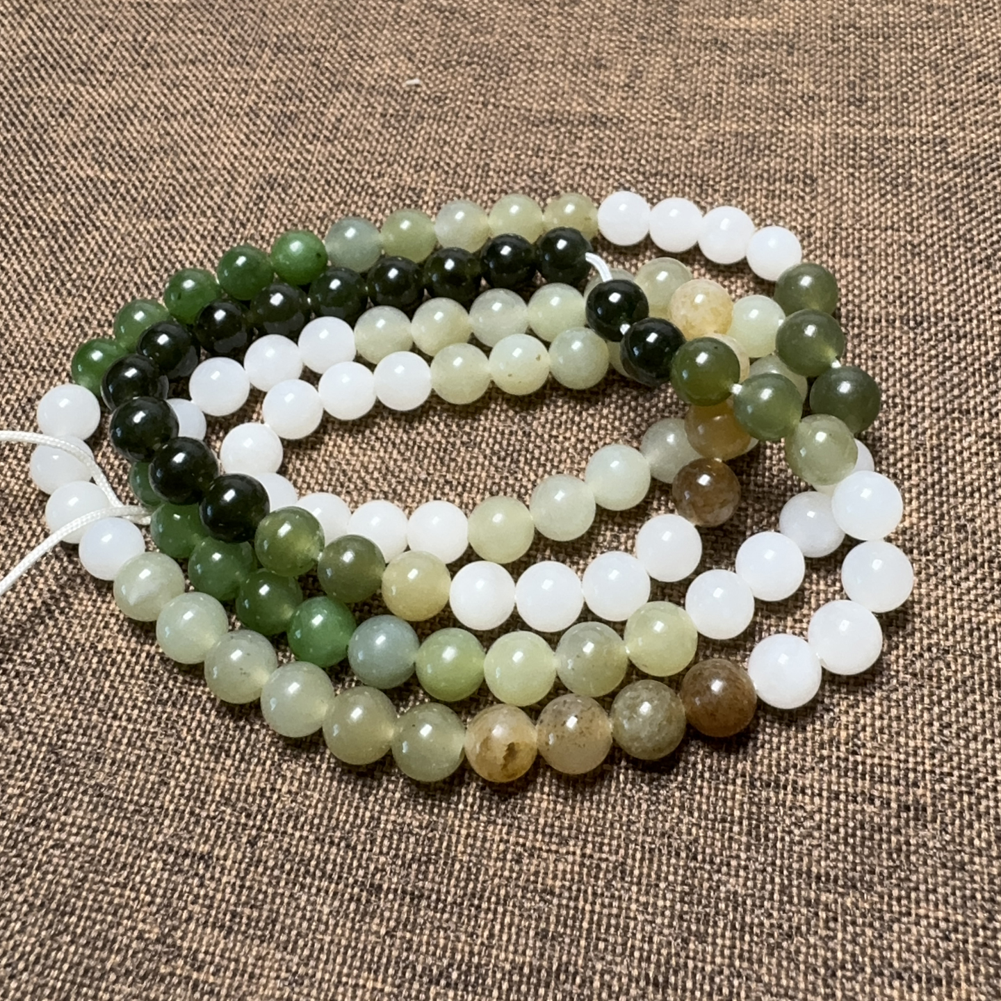 和田玉多彩多宝细腻油润卡6mm108颗圆珠长链项链Q