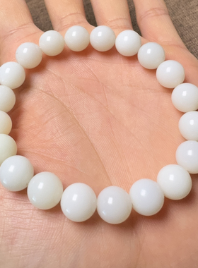 和田玉新疆且末米达料细腻油润卡10mm圆珠手串手链Q