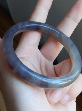 保】56mm天然和田玉手镯39.4克青海料紫罗兰帝王紫女士玉镯子