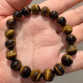 黄虎眼石单圈手串10mm 璀璨流光 闪电黄虎眼