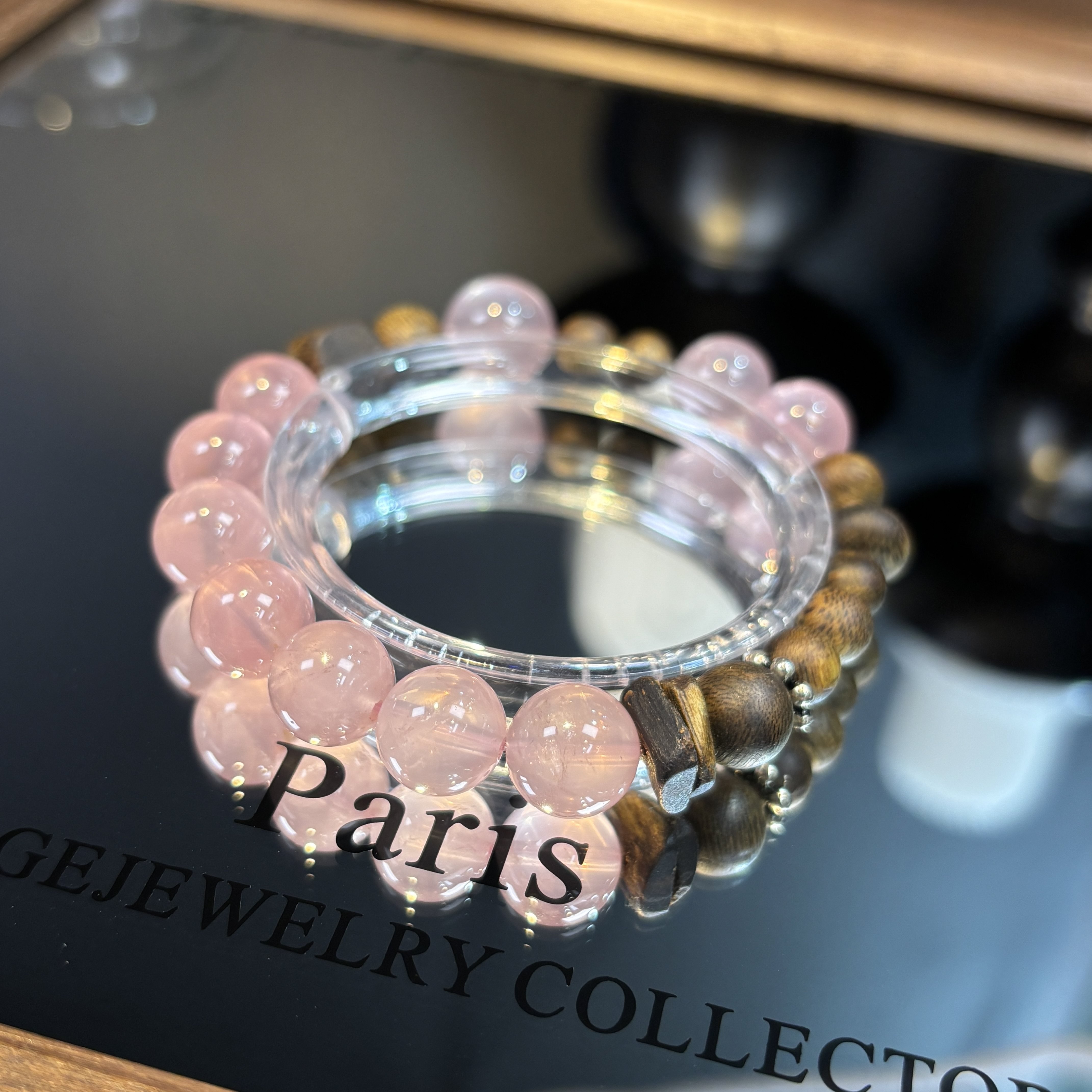 高定-桃叙  沉香方糖/算盘珠8mm+圆珠6/8mm+粉水晶10mm+手串