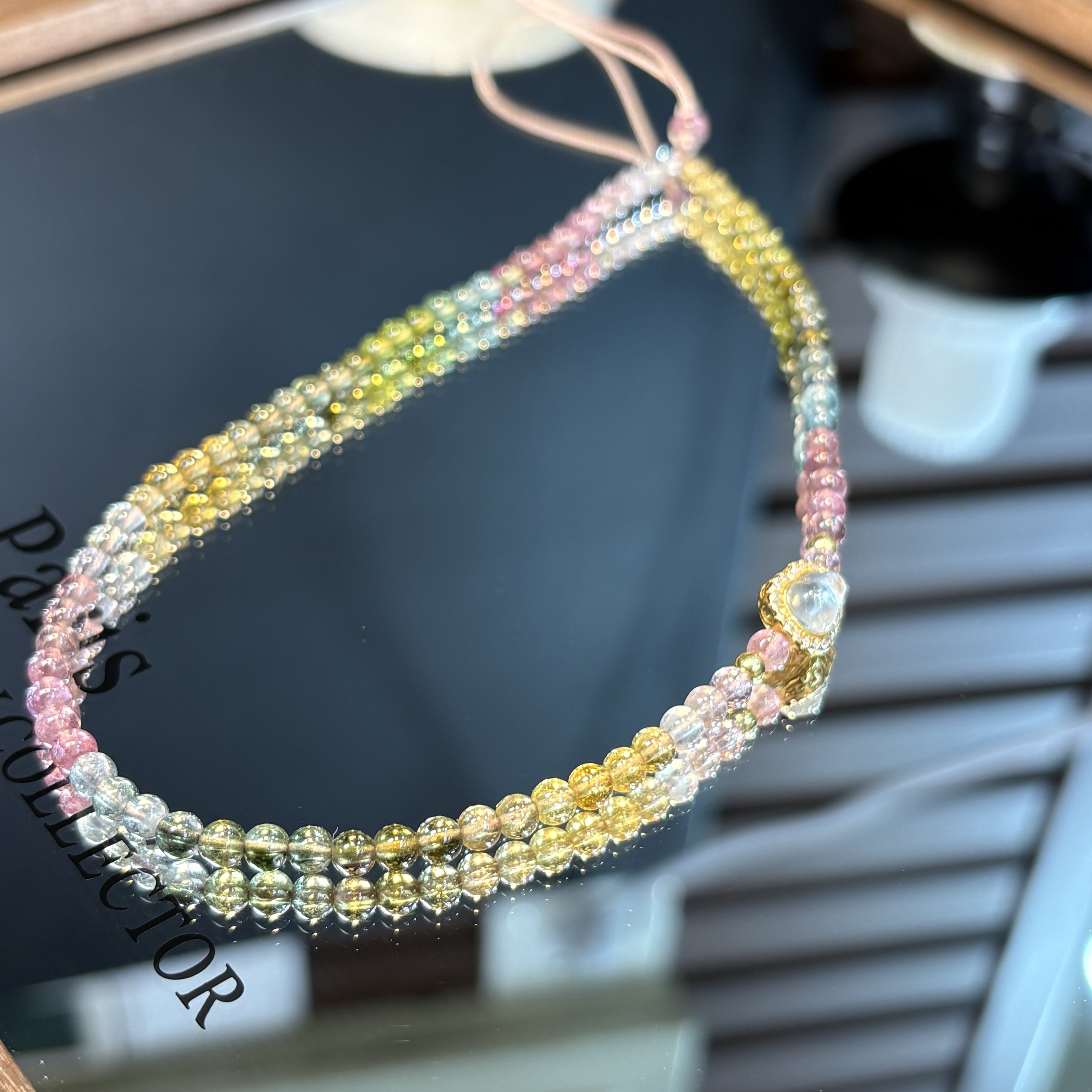 马卡龙糖果彩虹碧玺手机链/压襟/挂饰 3.5mm+