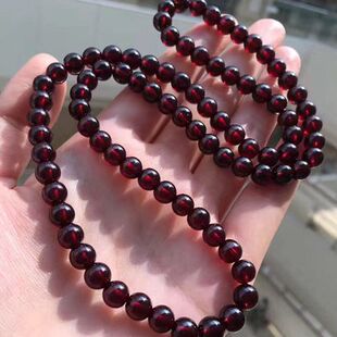 东海晶城世家天然酒红石榴石7A级5mm6mm7mm三圈多圈手链手串项链