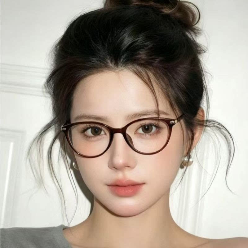 猫眼眼镜女黑框早八素颜神器高级感小框小脸显脸小近视复古眼镜框