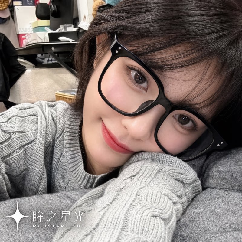 素颜新款黑框有度数近视镜镜架女潮大脸显瘦显脸小眼镜框