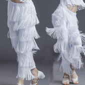 跳舞流苏舞蹈练功单裤 成人肚皮舞表演服装 子女长裤 女童拉丁舞裤