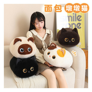 可爱三花猫暹罗猫黑猫公仔毛绒玩具面包墩墩猫玩偶布娃娃安抚抱枕