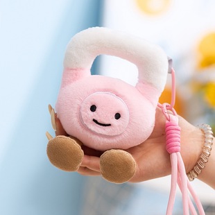 趣味哑铃壶铃毛绒玩具公仔挂件健身房活动礼品小摆件送男生日礼物