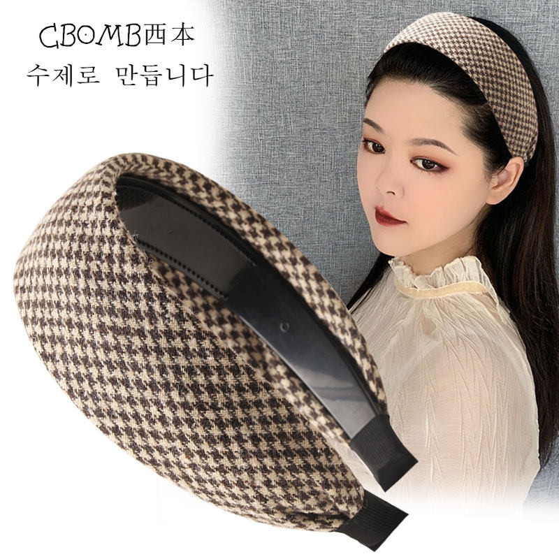 千鸟格纹发箍显脸小减龄外出宽边头箍女成人网红洋气高颅顶发卡,饰品/流行首饰/时尚饰品新,发饰,淘宝优惠券,粉丝福利购,淘宝优惠卷
