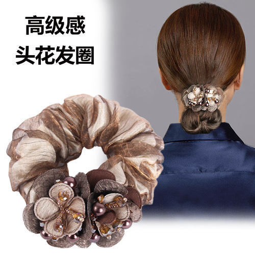 发圈绢纱日韩花朵大肠圈