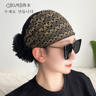 遮白发头巾帽洋气薄款包头帽夏天帽子女款网红新款时尚盘发发带帽