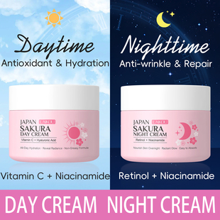 LAIKOU SAKURA DAY NIGHT CREAM莱蔻日本樱花日霜晚霜保湿早A晚C