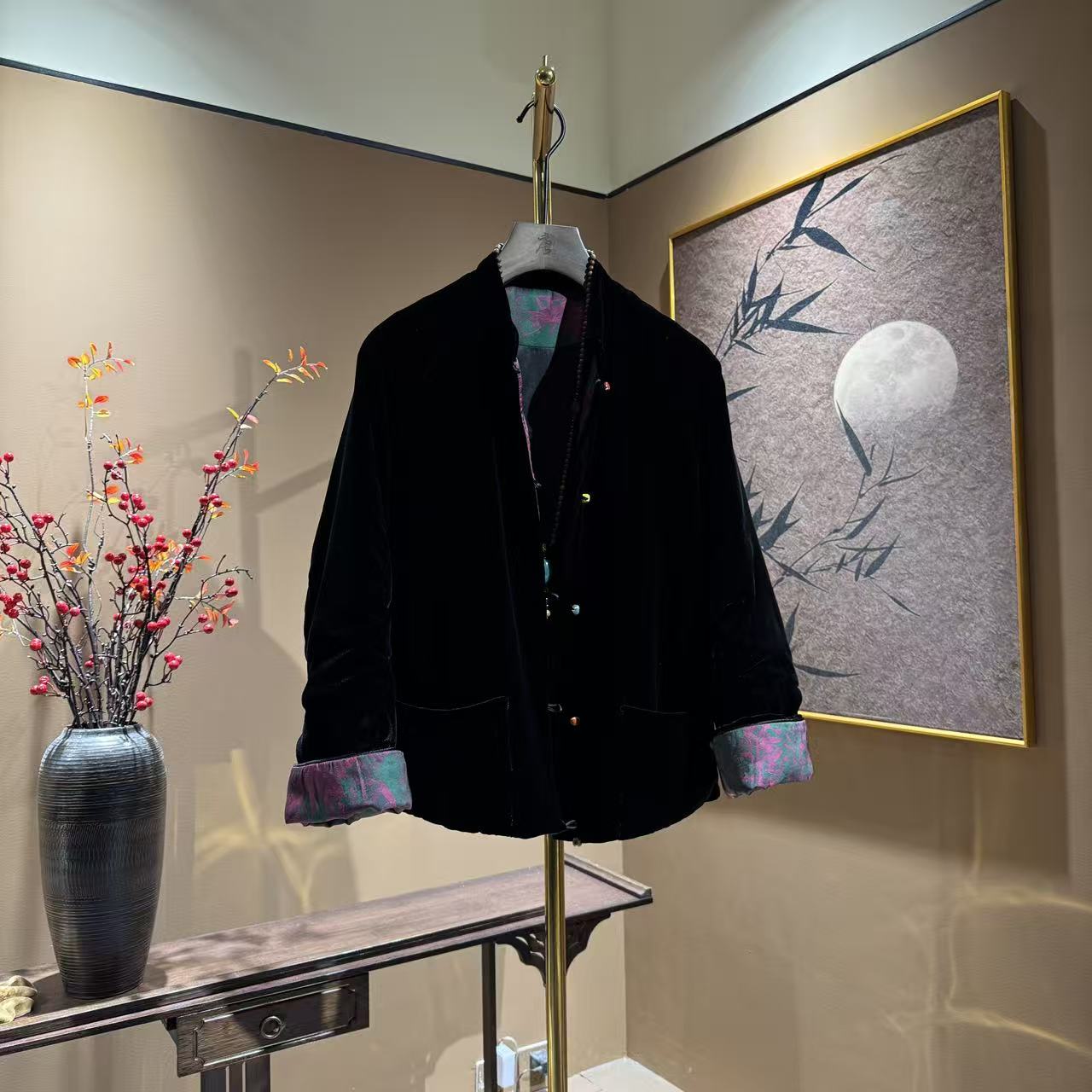 桑蚕丝丝绒上衣女秋冬季棉衣外套