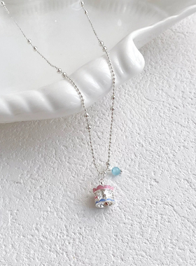 甜美滴油游乐园旋转木马项链女小众设计感孔兰猫眼甜酷精致锁骨链