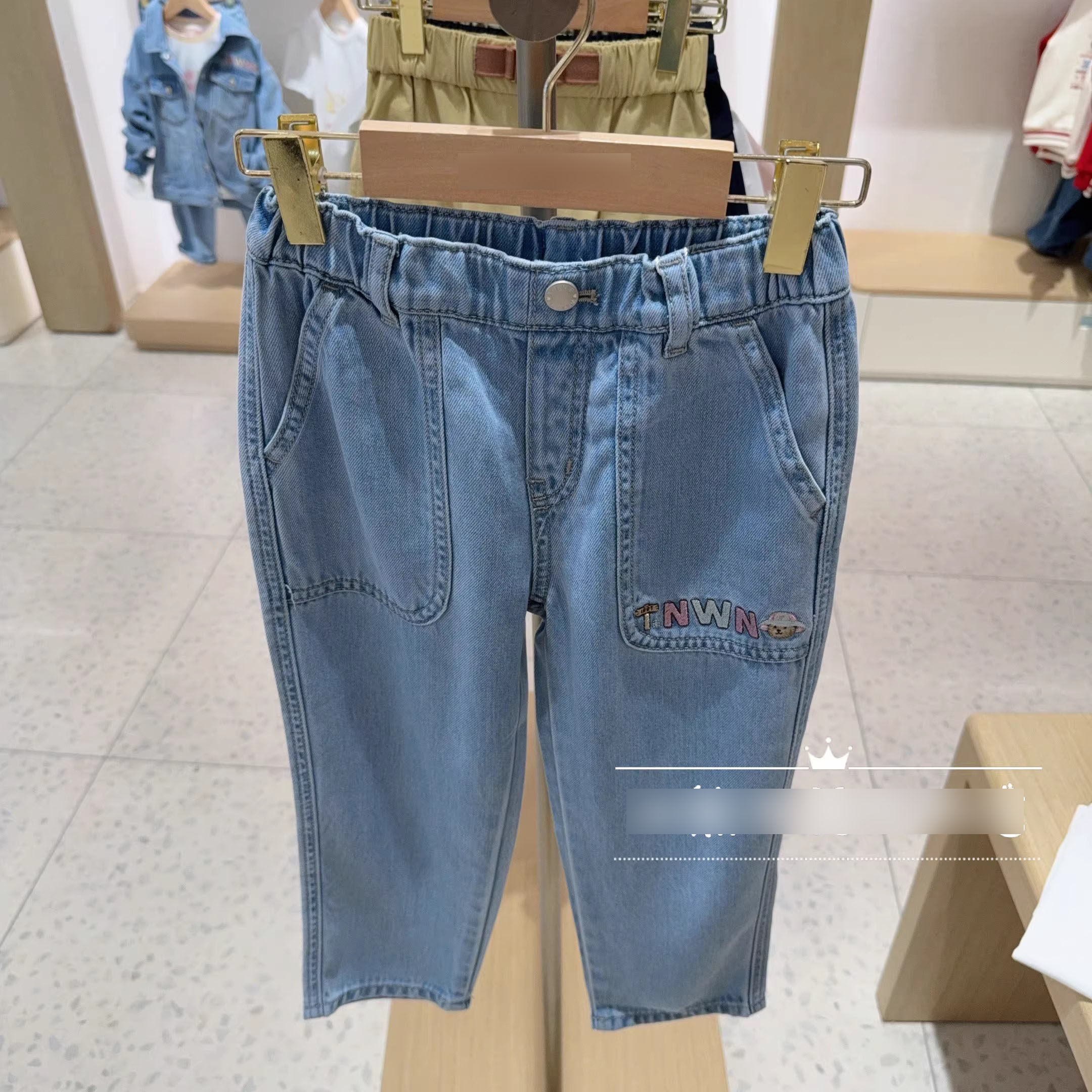 2025夏季新款女童薄牛仔裤小熊印花休闲百搭防蚊长裤TJ252351B