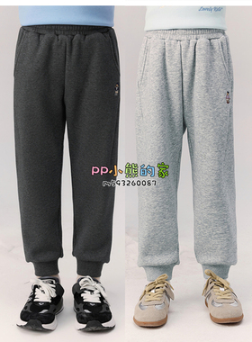 现货25秋冬新款男女童休闲运动加绒卫裤束脚长裤保暖TKTM254V94A