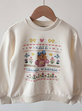 春秋款卡通小熊童装女童纯棉卡通卫衣休闲套头TTMW234953K