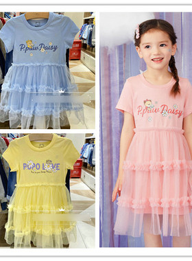 夏季童装女童气质短袖连衣裙公主风拼接蛋糕裙纱裙PCOMB6542N