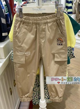 春秋款小熊裤子男童休闲束脚工装裤TKTC213801ASR长裤TC213801A