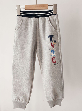 秋冬季新款男童休闲加绒长裤运动裤束口保暖小熊TTTM234T02A