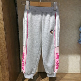 纯棉毛圈运动长裤 女童两色针织休闲裤 PCTMA7742N 小熊童装 春秋季