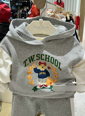 春款小熊女童学院风印花连帽卫衣TKMW231251B裤子TKTM231252K