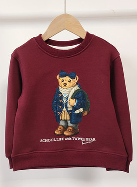 秋冬季女童男童圆领加绒卫衣休闲运动百搭TTMA238T72H