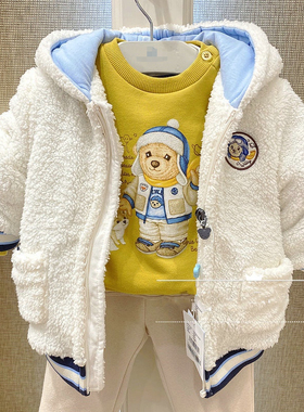 小熊童装冬款男童毛绒外套棉服保暖棉衣婴童休闲T0JP204T01A SR