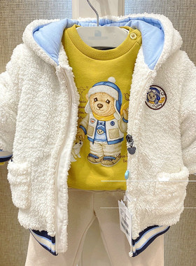 小熊童装冬款男童毛绒外套棉服保暖棉衣婴童休闲T0JP204T01A SR