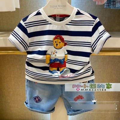 夏季男童洋气薄款条纹牛仔短裤