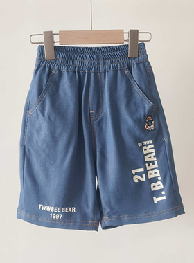 2024夏季男童薄款牛仔短裤百搭休闲天丝裤卡通小熊TTTJ242402A