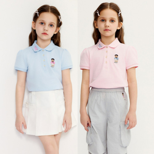 2025夏季新款女童短袖POLO衫儿童纯棉刺绣翻领T恤HA256441I SL