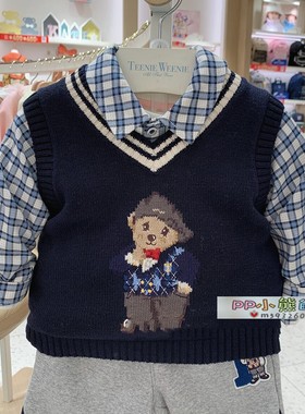 春秋冬卡通小熊休闲童装婴童男宝针织背心马甲T0KN224T01D