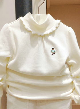 现货2025秋冬女童花边领打底衫中高领保暖T恤中大童TKLA204T51K