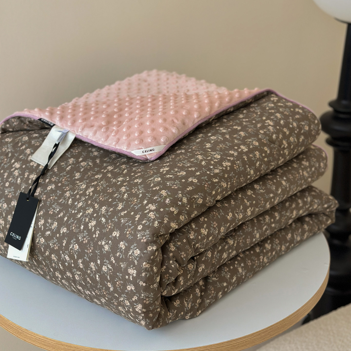 韩式小碎花纯棉双层纱豆豆被可机洗单双人春秋空调被一体加厚冬被