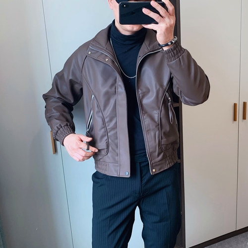 皮衣男款痞帅高级感男士短款