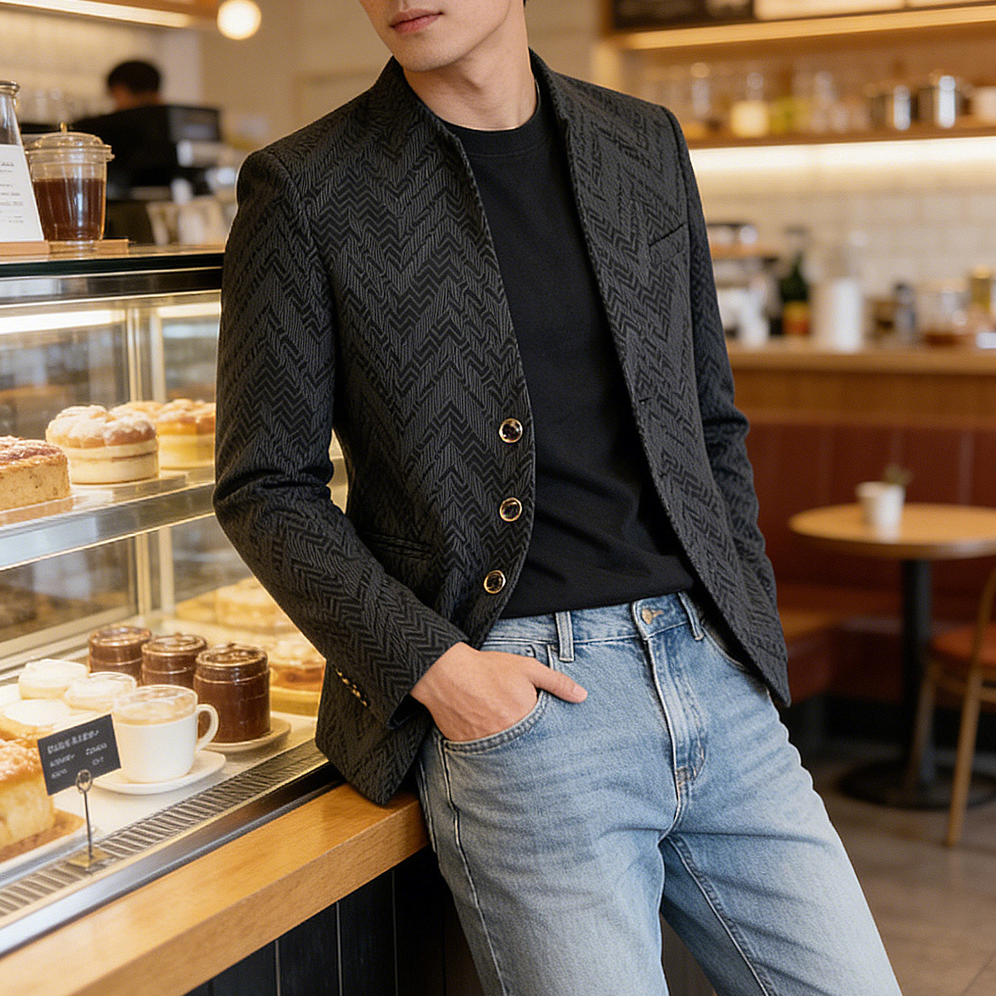 2026新式中山装立领高级感西服潮流痞帅修身设计感西装夹克外套男