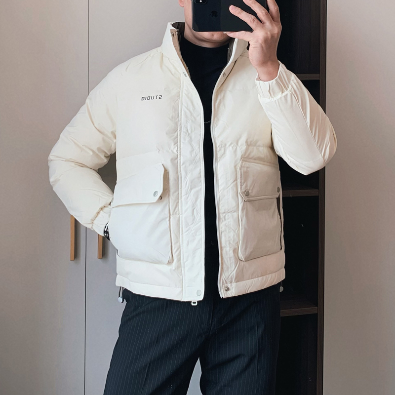 男士冬季羽绒服高级感短款加厚保暖外套休闲时尚潮牌立领新款上衣