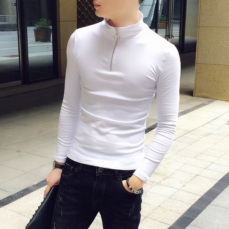 秋冬季百搭半高领T恤男潮流中领加绒长袖韩版修身纯色内搭打底衫,男装,T恤,淘宝优惠券,粉丝福利购,淘宝优惠卷